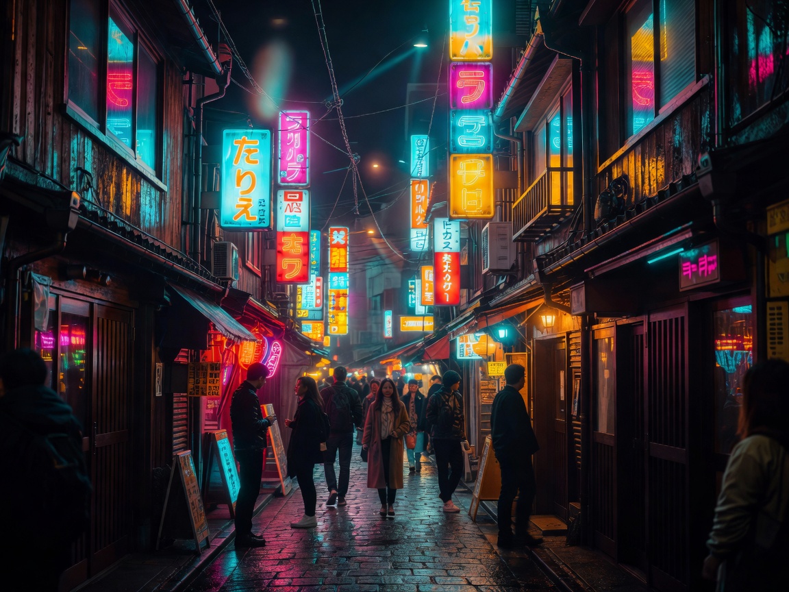 Tokyo Shinjuku Golden Gai Neon Alleyways Nightlife