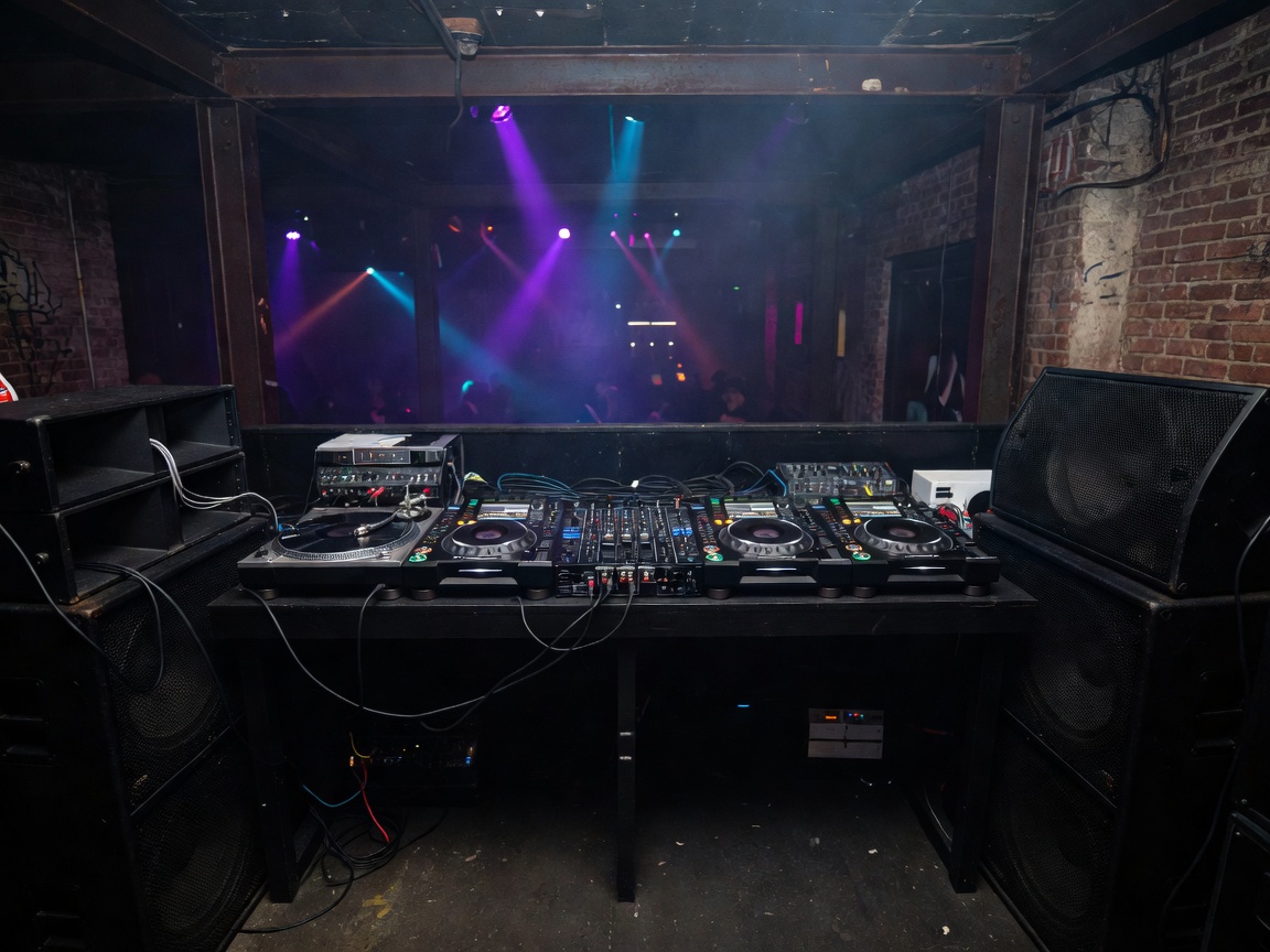 Underground DJ Deck Setup Nightclub Sound System